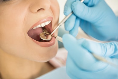 Girl sitting at the dentist's appointmen